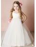 Ivory Lace Tulle Ankle Length Flower Girl Dress Young Girl Dress